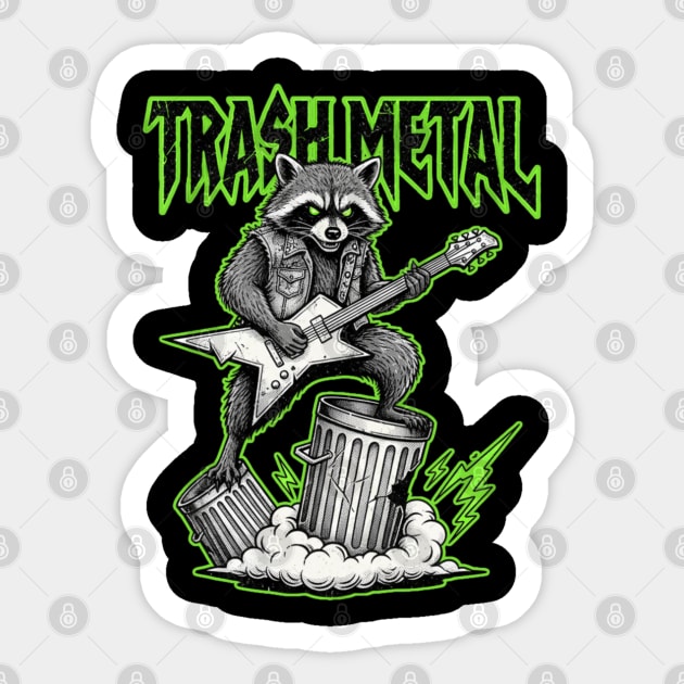 Trash Metal Raccoon Sticker by Stylecombinator